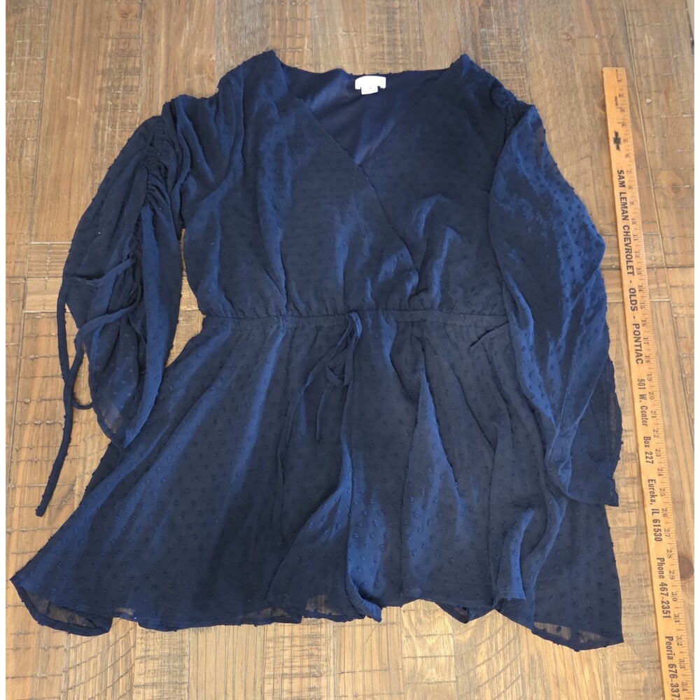 Chicsoul.com One Piece Navy Longsleeve Shorts Romper Size 1x